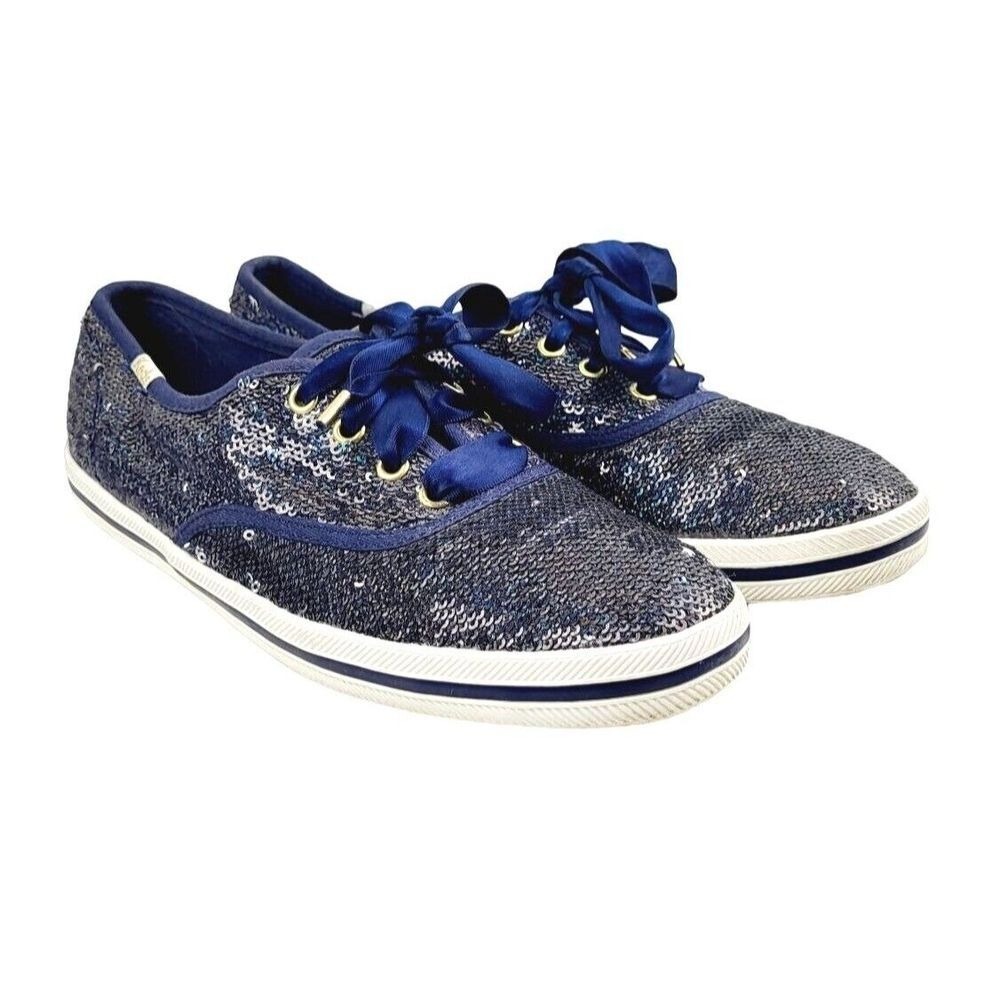 Women Keds x Kate Spade New York | Navy Glitter Champion Sneaker - Size 6.5